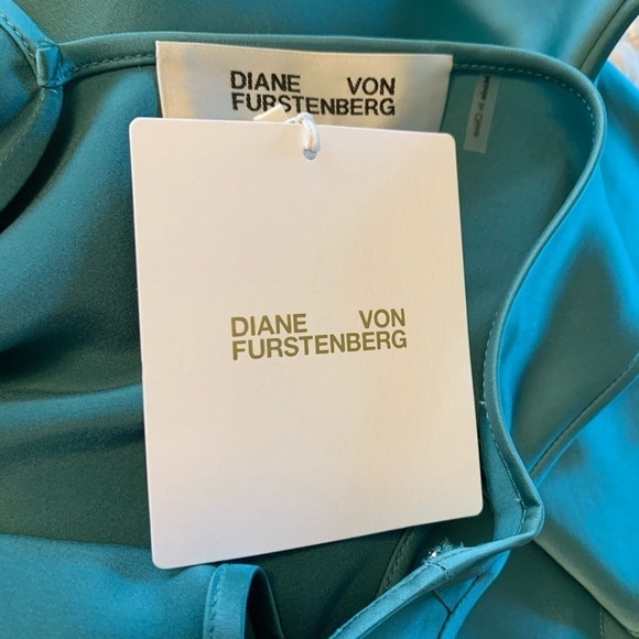 DVF Diane von Furstenberg Seraphina spruce midi satin slip dress new Small 4 6 - Picture 5 of 6